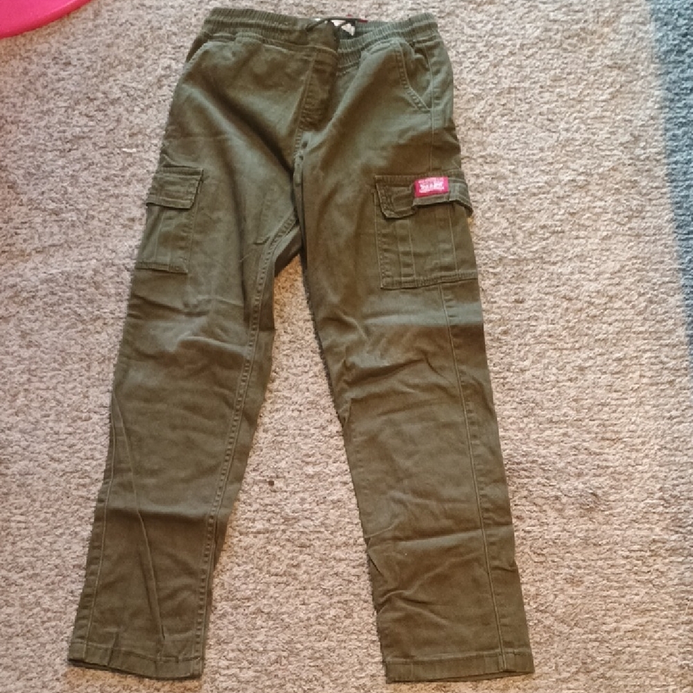 Olive Green Cargo Jogger Pants with Side Pockets